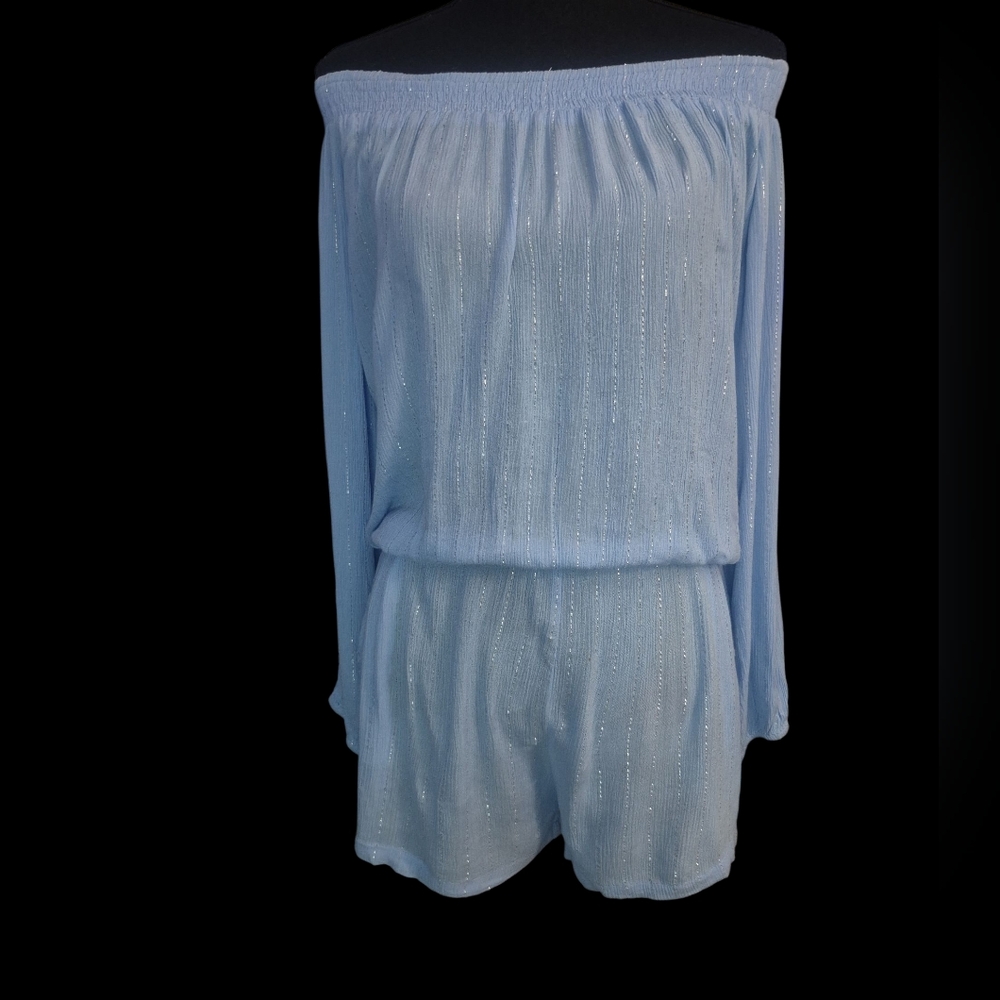 Sparkle & Shine! Kiwi & Punch Off-Shoulder Romper W/Pockets (M)